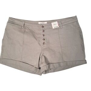 ALIVIA‎ FORD Curvy Collection 24W Mid Rise Double Cuff Twill Shorts Olive Green